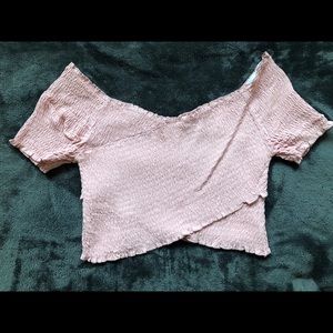 Pink textured crop top